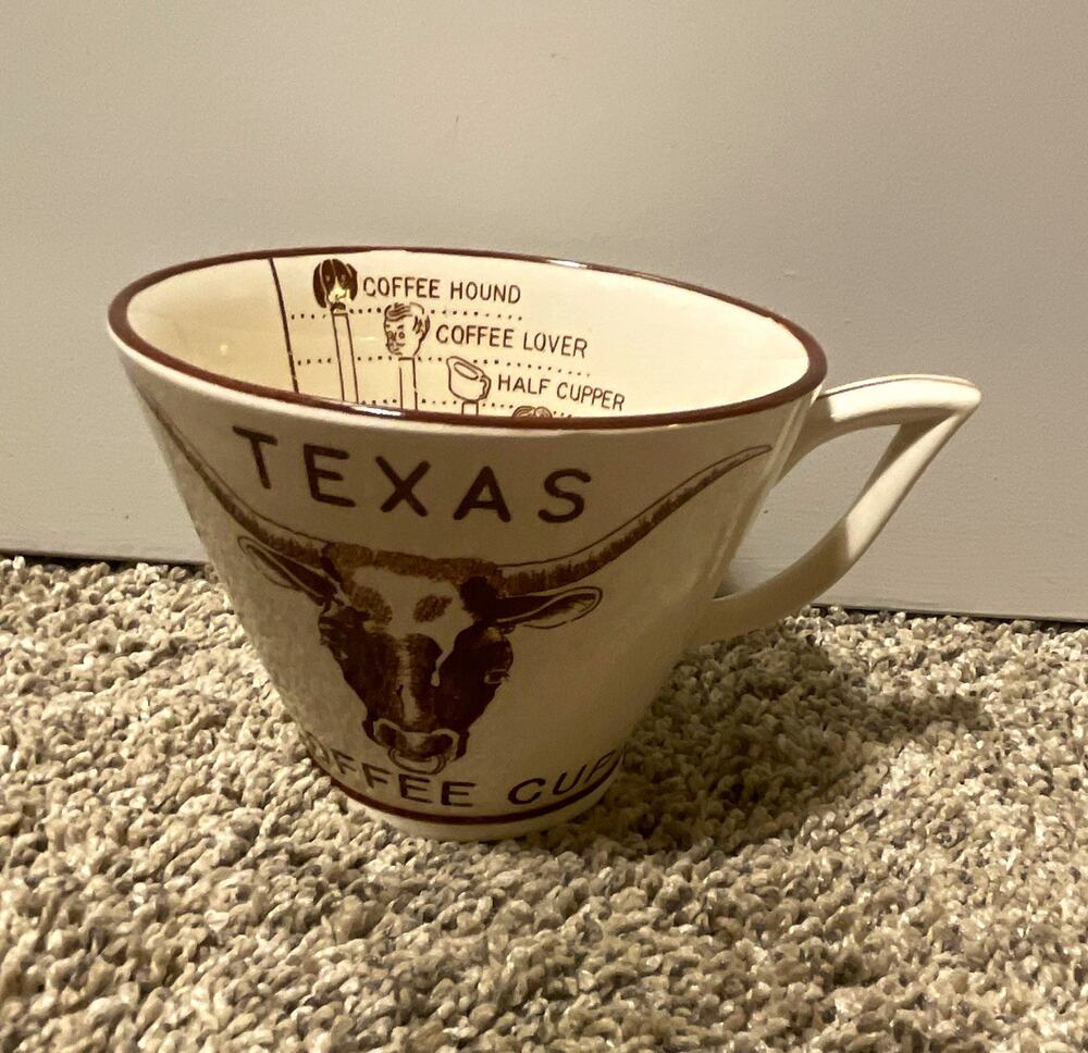 Vtg Texas Longhorn "Back to Work" Coffee Cup Mug Western Victoria Ceramic